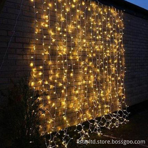 2 x 3m Christmas Curtain Light with 600 Pieces Warm White LED, Rubber or PVC Cable, Outdoor Use